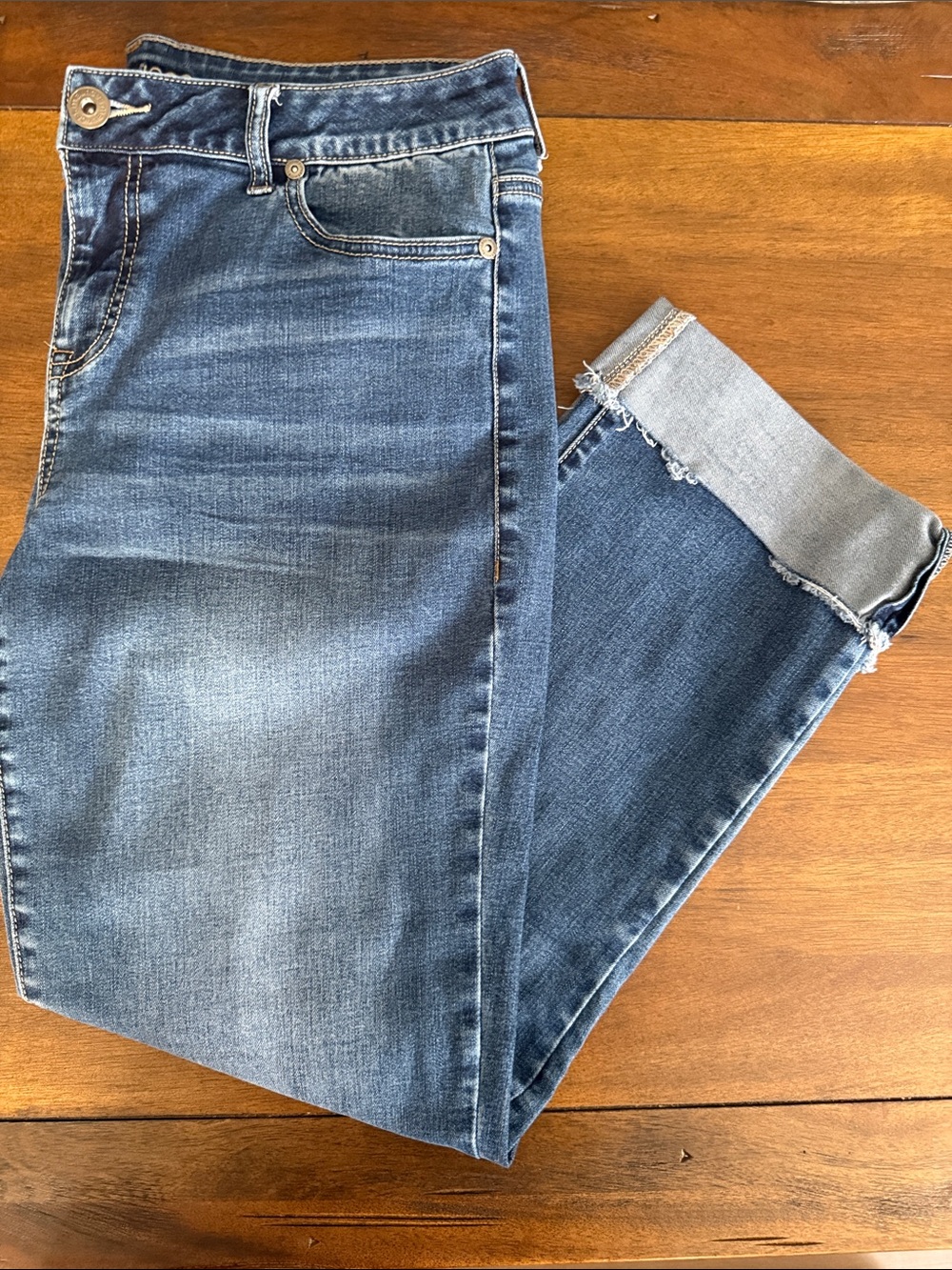 Maurices Blue Cropped Jeans with Raw Hem